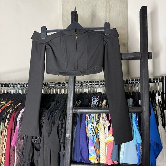 Cult Gaia Valia Crop Off the Shoulder Top & Essie Mini Skirt Set in Black - Picture 13 of 17